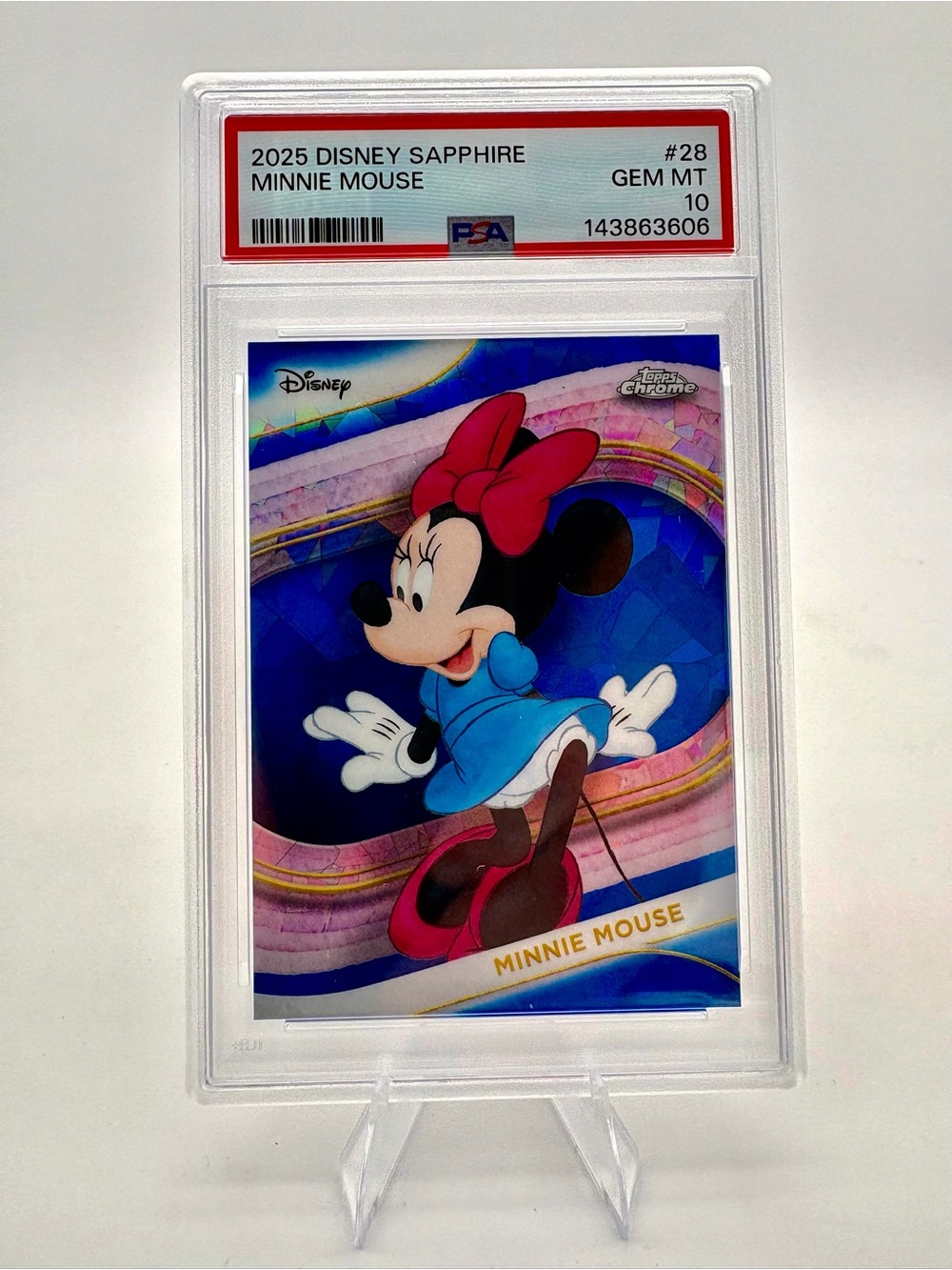 2025 Topps Chrome Blue Sapphire Disney Minnie Mouse #28 ***PSA 10***
